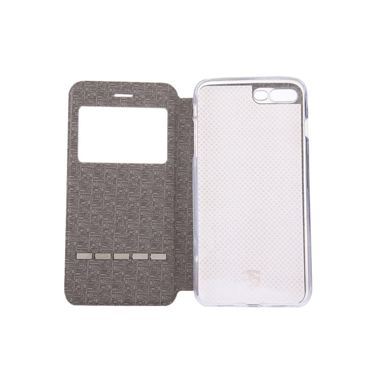 For iPhone 8 Plus & 7 Plus   Horizontal Flip Leather Case with Call Display ID & Holder