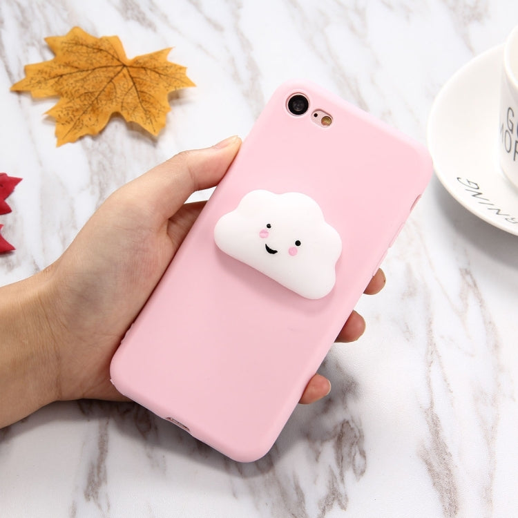 For iPhone 8 Plus & 7 Plus   Pink Background Lovely Cloud Pattern Squeeze Relief Squishy Dropproof Protective Back Cover Case