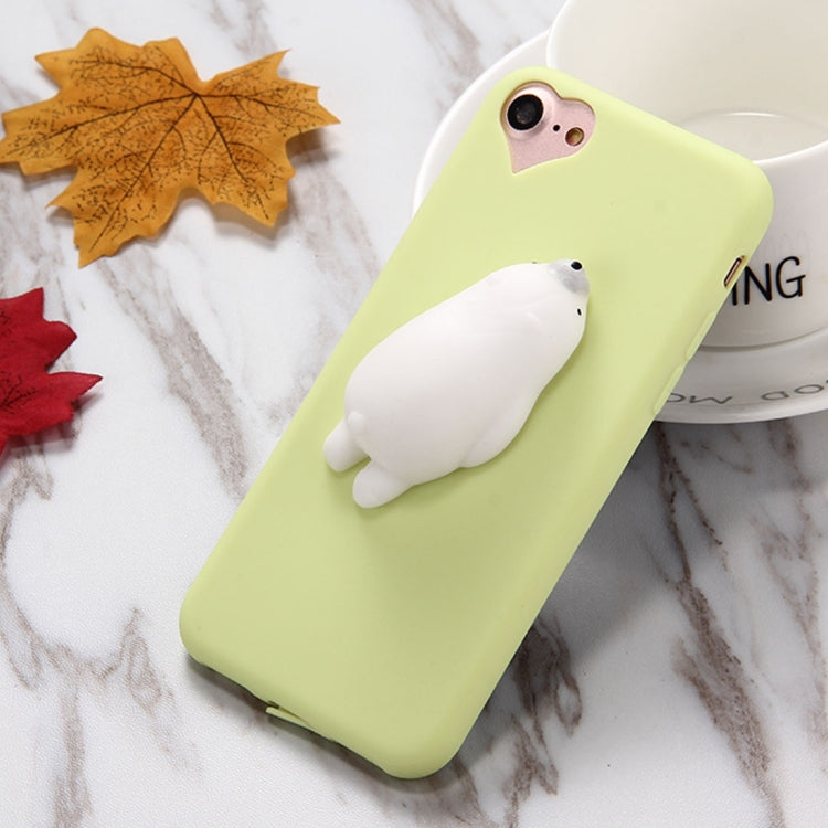 For iPhone 8 Plus & 7 Plus   Green Background Lovely Bear Pattern Squeeze Relief Squishy Dropproof Protective Back Cover Case