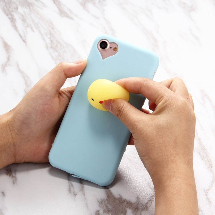 For iPhone 8 Plus & 7 Plus   Blue Background Lovely Little Chicken Pattern Squeeze Relief Squishy Dropproof Protective Back Cover Case