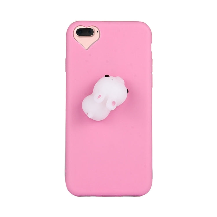 For iPhone 8 Plus & 7 Plus   Magenta Background Lovely Little Rabbit Pattern Squeeze Relief Squishy Dropproof Protective Back Cover Case
