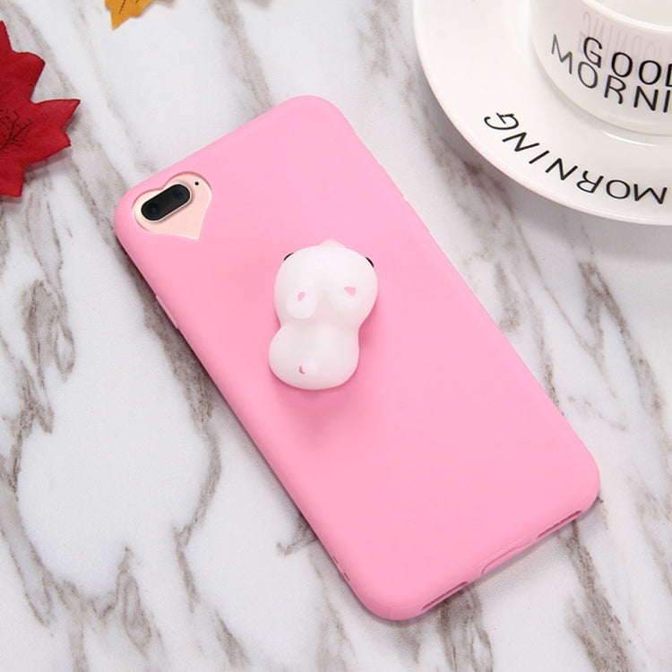 For iPhone 8 Plus & 7 Plus   Magenta Background Lovely Little Rabbit Pattern Squeeze Relief Squishy Dropproof Protective Back Cover Case