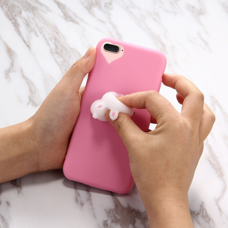 For iPhone 8 Plus & 7 Plus   Magenta Background Lovely Little Rabbit Pattern Squeeze Relief Squishy Dropproof Protective Back Cover Case