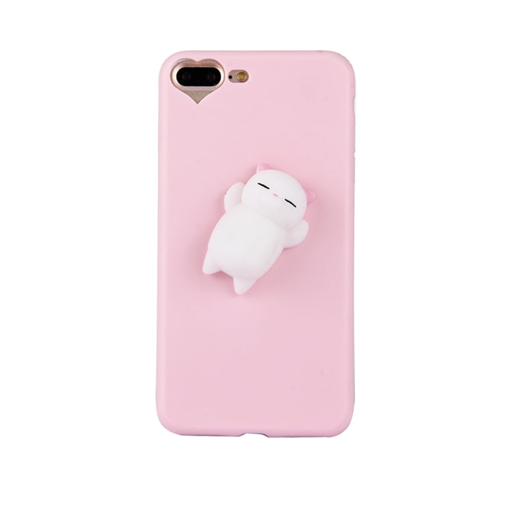 For iPhone 8 Plus & 7 Plus   3D Little Bear Pink Ears Pattern Squeeze Relief Squishy Dropproof Protective Back Cover Case