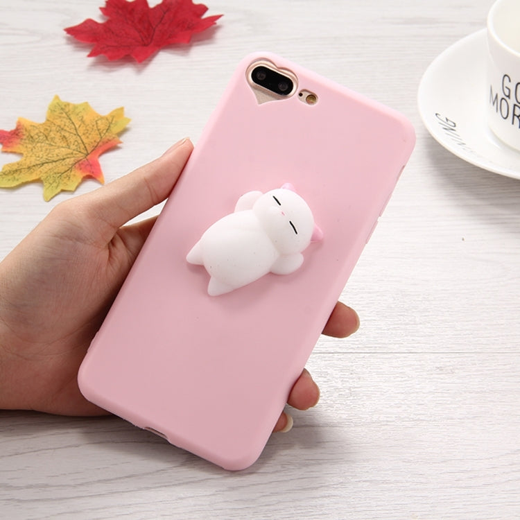 For iPhone 8 Plus & 7 Plus   3D Little Bear Pink Ears Pattern Squeeze Relief Squishy Dropproof Protective Back Cover Case