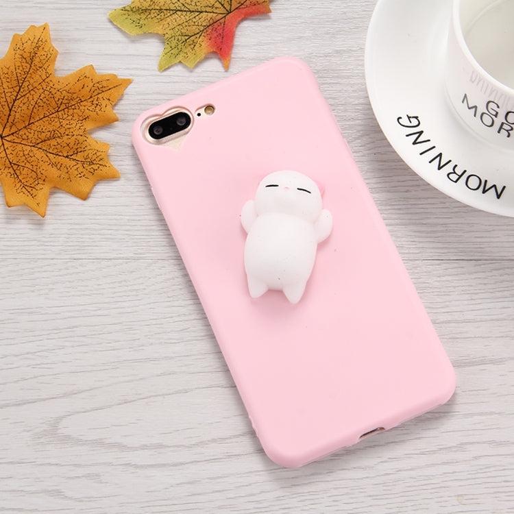 For iPhone 8 Plus & 7 Plus   3D Little Bear Pink Ears Pattern Squeeze Relief Squishy Dropproof Protective Back Cover Case