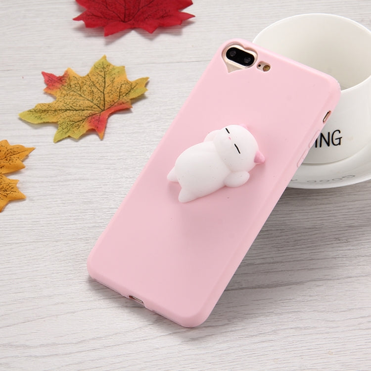 For iPhone 8 Plus & 7 Plus   3D Little Bear Pink Ears Pattern Squeeze Relief Squishy Dropproof Protective Back Cover Case