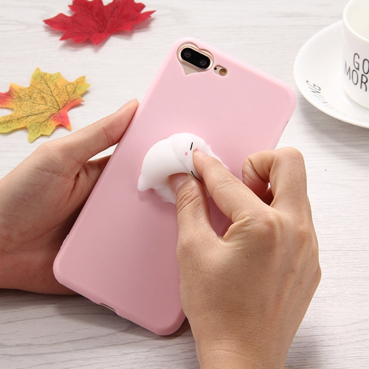 For iPhone 8 Plus & 7 Plus   3D Little Bear Pink Ears Pattern Squeeze Relief Squishy Dropproof Protective Back Cover Case