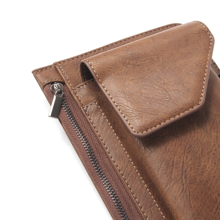 Universal Multi-function Retro Crazy Horse Texture Zipper Vertical Flip PU Leather Case / Waist Bag for iPhone 8 Plus & 7 Plus   & iPhone 7 & iPhone 6 Plus & Galaxy A3 (2017)