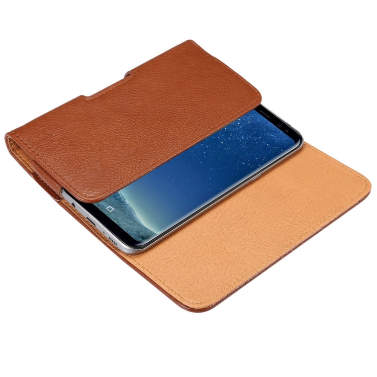 5.7-6.0 inch and Below Universal Bark Texture Vertical Flip Leather Case with Belt Hole for iPhone, Samsung, Note 8, Huawei(Brown)