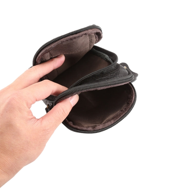 6.3 inch and Below Universal Litchi Texture Genuine Leather Men Vertical Style Case Double Zipper Shoulder Carrying Bag with Belt Hole for Sony, Huawei, Meizu, Lenovo, ASUS, Cubot, Oneplus, Xiaomi, Ulefone, Letv, DOOGEE, Vkworld, and other Smartphones