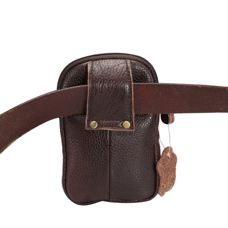 6.3 inch and Below Universal Litchi Texture Genuine Leather Men Vertical Style Case Double Zipper Shoulder Carrying Bag with Belt Hole for Sony, Huawei, Meizu, Lenovo, ASUS, Cubot, Oneplus, Xiaomi, Ulefone, Letv, DOOGEE, Vkworld, and other Smartphones