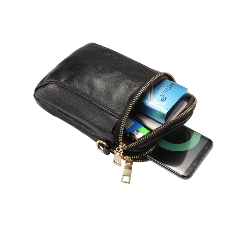 6.4 inch and Below Universal Litchi Texture PU Leather Double Zipper Shoulder Carrying Bag for Sony, Huawei, Meizu, Lenovo, ASUS, Cubot, Oneplus, Dreami, Oukitel, Xiaomi, Ulefone, Letv, DOOGEE, Vkworld, and other Smartphones