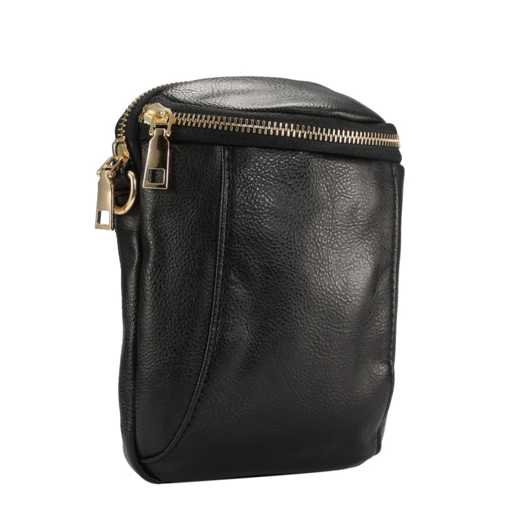 6.4 inch and Below Universal Litchi Texture PU Leather Double Zipper Shoulder Carrying Bag for Sony, Huawei, Meizu, Lenovo, ASUS, Cubot, Oneplus, Dreami, Oukitel, Xiaomi, Ulefone, Letv, DOOGEE, Vkworld, and other Smartphones