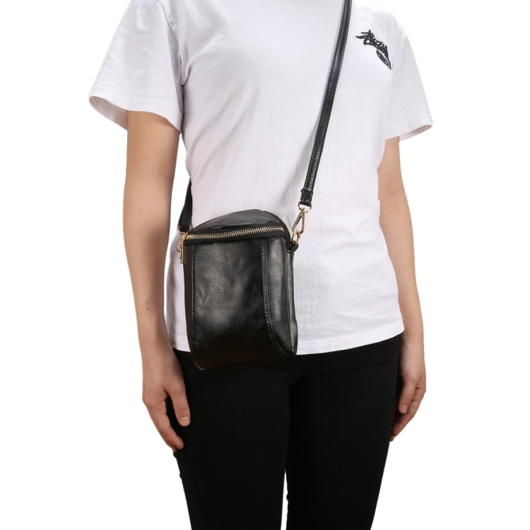 6.4 inch and Below Universal Litchi Texture PU Leather Double Zipper Shoulder Carrying Bag for Sony, Huawei, Meizu, Lenovo, ASUS, Cubot, Oneplus, Dreami, Oukitel, Xiaomi, Ulefone, Letv, DOOGEE, Vkworld, and other Smartphones