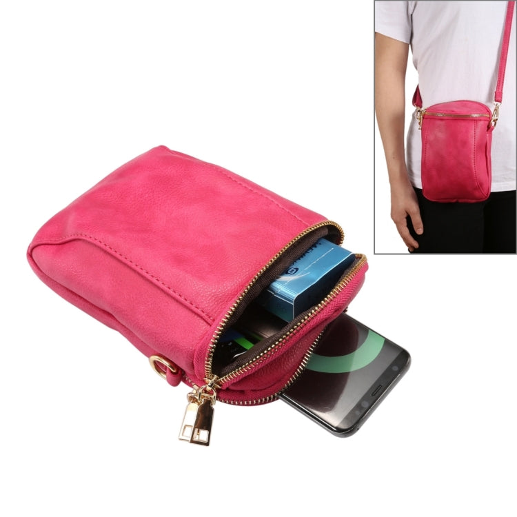 6.4 inch and Below Universal Litchi Texture PU Leather Double Zipper Shoulder Carrying Bag for Sony, Huawei, Meizu, Lenovo, ASUS, Cubot, Oneplus, Dreami, Oukitel, Xiaomi, Ulefone, Letv, DOOGEE, Vkworld, and other Smartphones