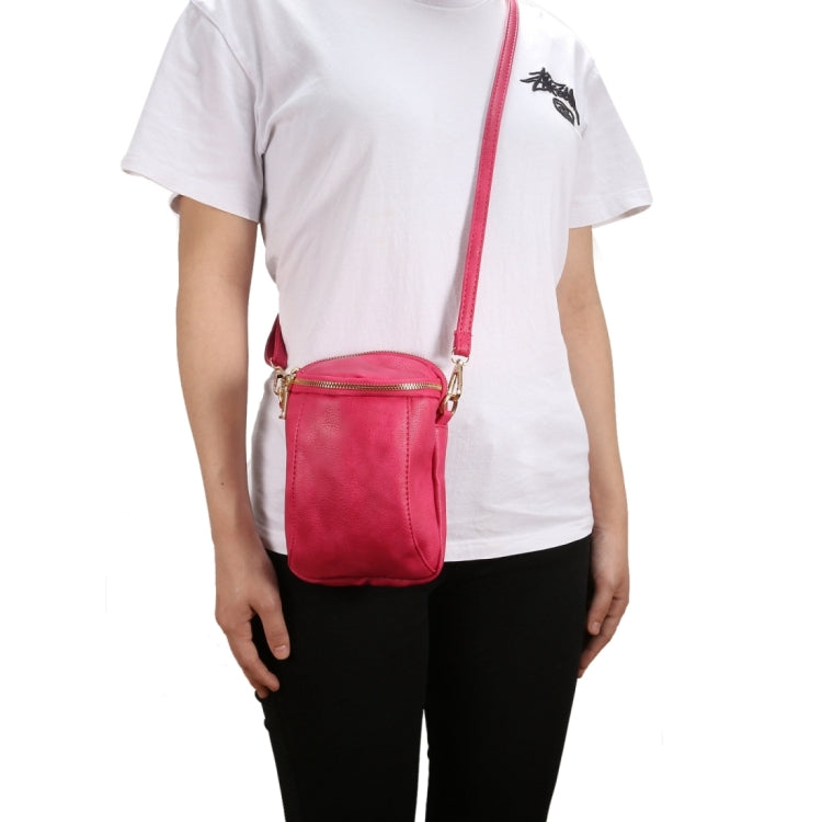 6.4 inch and Below Universal Litchi Texture PU Leather Double Zipper Shoulder Carrying Bag for Sony, Huawei, Meizu, Lenovo, ASUS, Cubot, Oneplus, Dreami, Oukitel, Xiaomi, Ulefone, Letv, DOOGEE, Vkworld, and other Smartphones