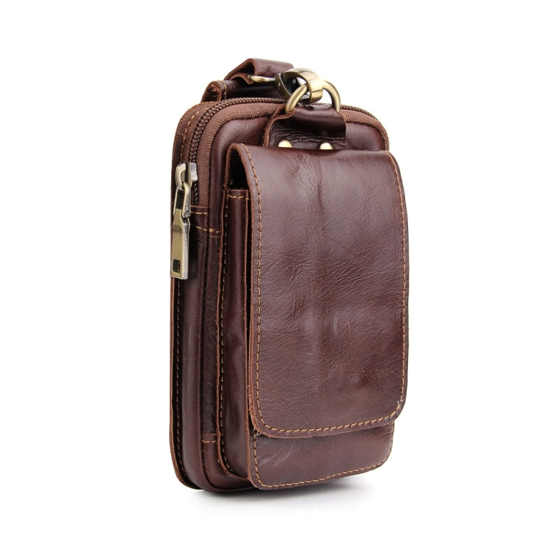 5.5 inch and Below Universal Crazy Horse Texture Genuine Leather Men Vertical Style Case Waist Bag with Belt Hole for Sony, Huawei, Meizu, Lenovo, ASUS, Cubot, Oneplus, Xiaomi, Ulefone, Letv, DOOGEE, Vkworld, and other Smartphones(Brown)