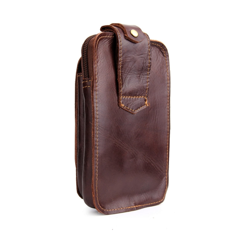 5.5 inch and Below Universal Crazy Horse Texture Genuine Leather Men Vertical Style Case Waist Bag with Belt Hole for Sony, Huawei, Meizu, Lenovo, ASUS, Cubot, Oneplus, Xiaomi, Ulefone, Letv, DOOGEE, Vkworld, and other Smartphones(Brown)