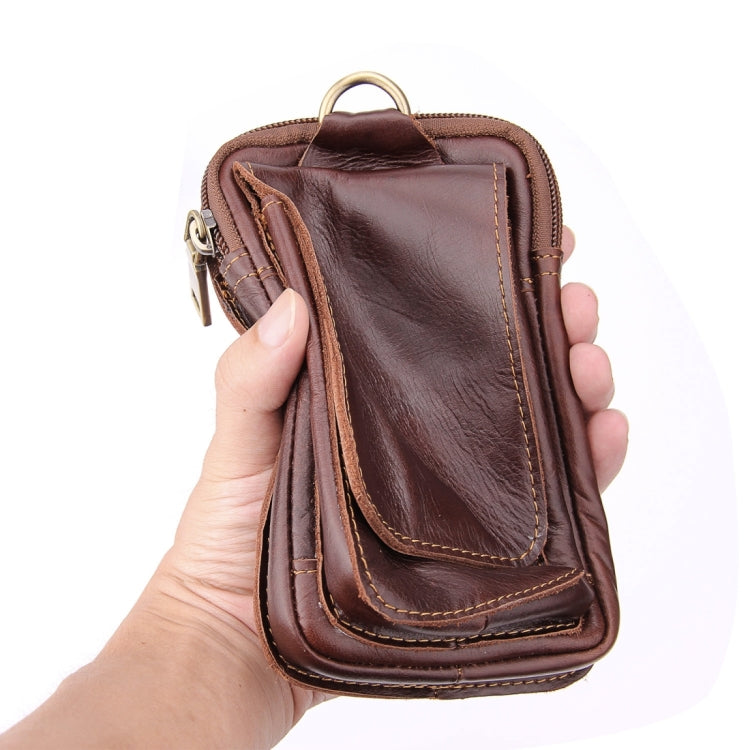 5.5 inch and Below Universal Crazy Horse Texture Genuine Leather Men Vertical Style Case Waist Bag with Belt Hole for Sony, Huawei, Meizu, Lenovo, ASUS, Cubot, Oneplus, Xiaomi, Ulefone, Letv, DOOGEE, Vkworld, and other Smartphones(Brown)