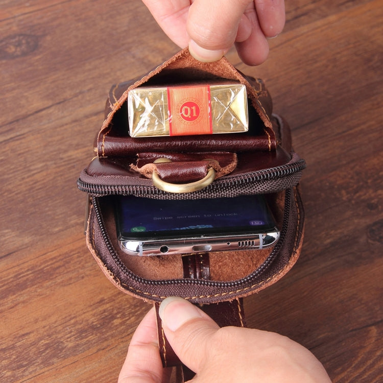 5.5 inch and Below Universal Crazy Horse Texture Genuine Leather Men Vertical Style Case Waist Bag with Belt Hole for Sony, Huawei, Meizu, Lenovo, ASUS, Cubot, Oneplus, Xiaomi, Ulefone, Letv, DOOGEE, Vkworld, and other Smartphones(Brown)