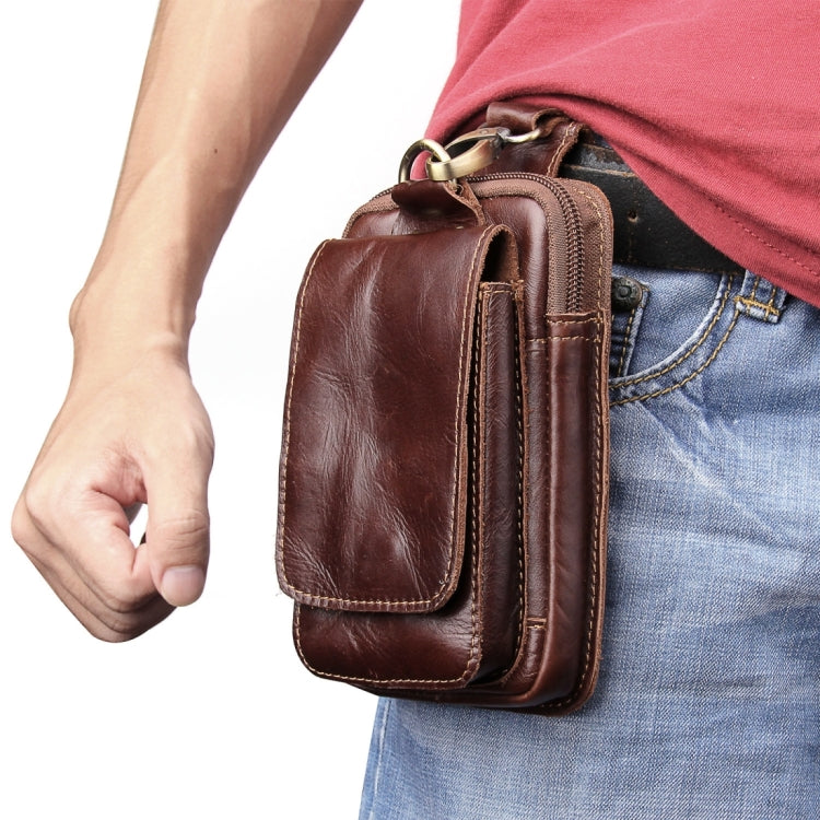 5.5 inch and Below Universal Crazy Horse Texture Genuine Leather Men Vertical Style Case Waist Bag with Belt Hole for Sony, Huawei, Meizu, Lenovo, ASUS, Cubot, Oneplus, Xiaomi, Ulefone, Letv, DOOGEE, Vkworld, and other Smartphones(Brown)