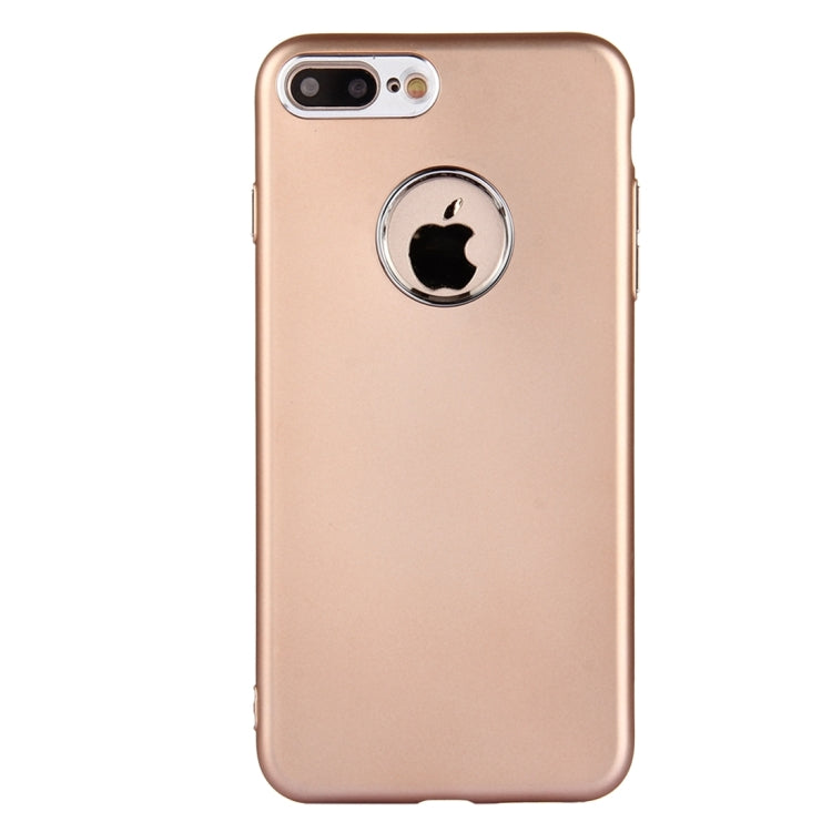 For iPhone 8 Plus & 7 Plus   Pure Colour Oil Spout Soft TPU Metal Button Protective Case Back Cover