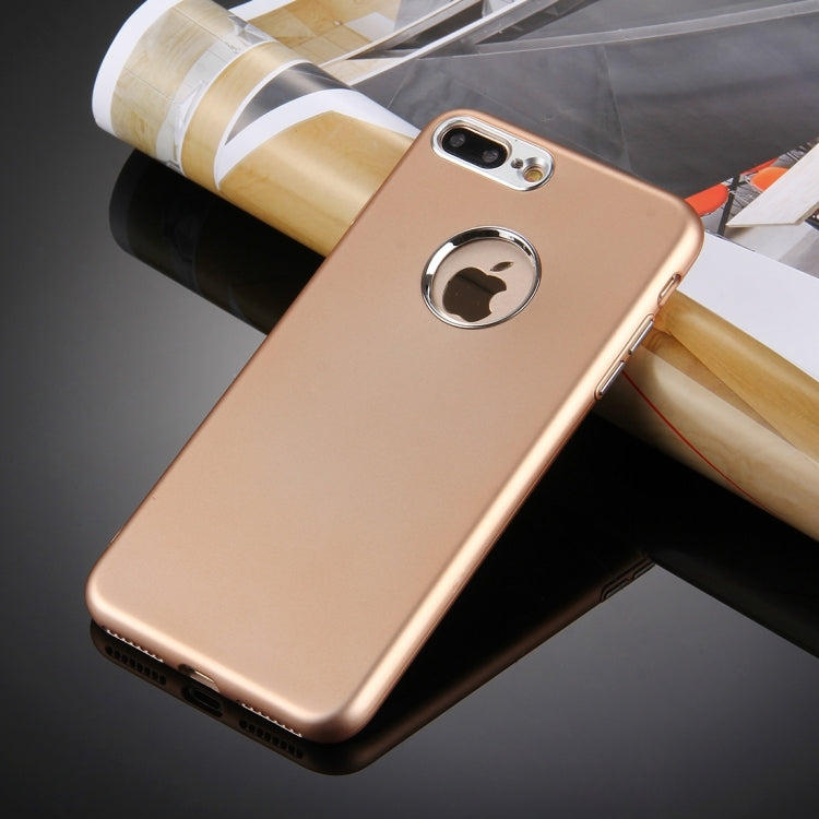 For iPhone 8 Plus & 7 Plus   Pure Colour Oil Spout Soft TPU Metal Button Protective Case Back Cover