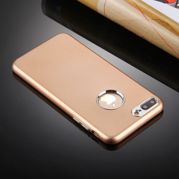 For iPhone 8 Plus & 7 Plus   Pure Colour Oil Spout Soft TPU Metal Button Protective Case Back Cover