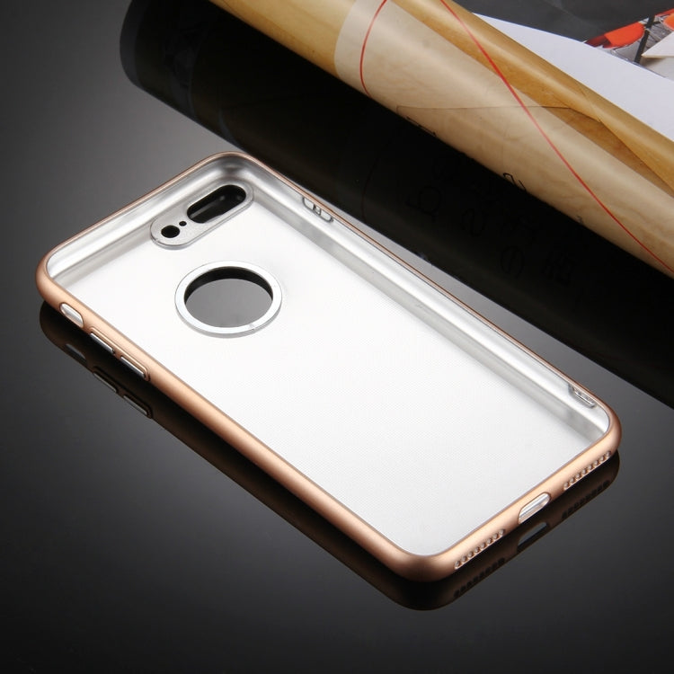 For iPhone 8 Plus & 7 Plus   Pure Colour Oil Spout Soft TPU Metal Button Protective Case Back Cover