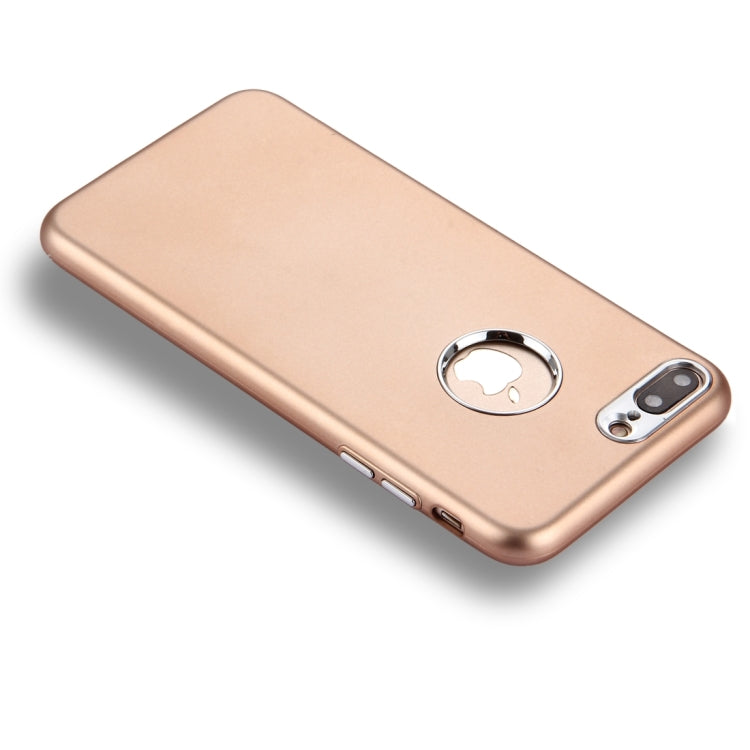 For iPhone 8 Plus & 7 Plus   Pure Colour Oil Spout Soft TPU Metal Button Protective Case Back Cover