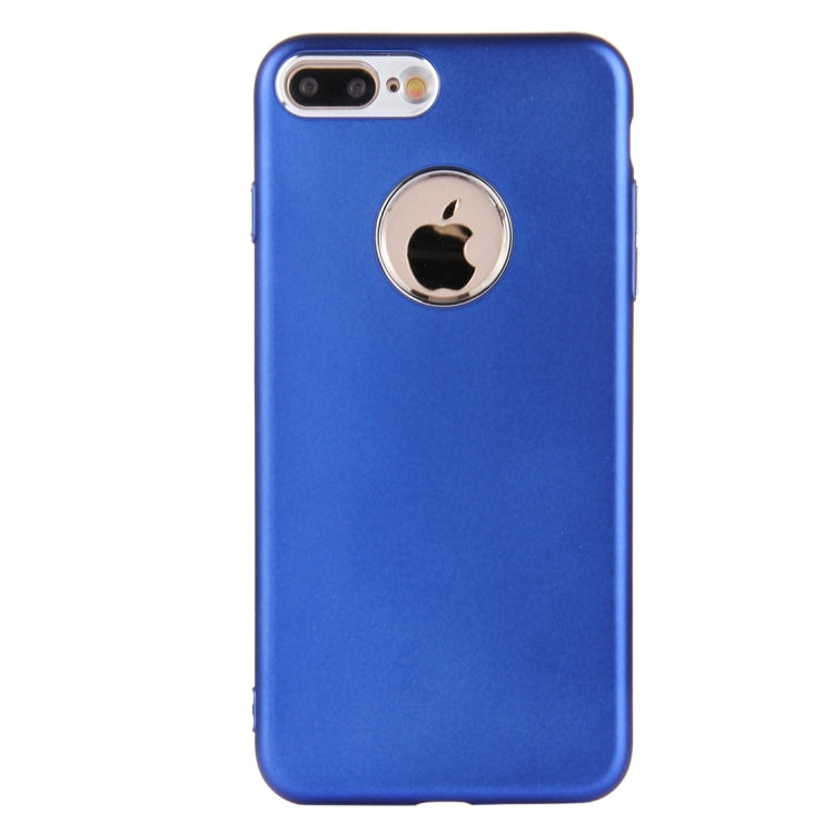 For iPhone 8 Plus & 7 Plus   Pure Colour Oil Spout Soft TPU Metal Button Protective Case Back Cover
