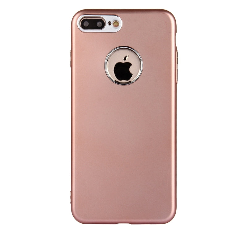 For iPhone 8 Plus & 7 Plus   Pure Colour Oil Spout Soft TPU Metal Button Protective Case Back Cover