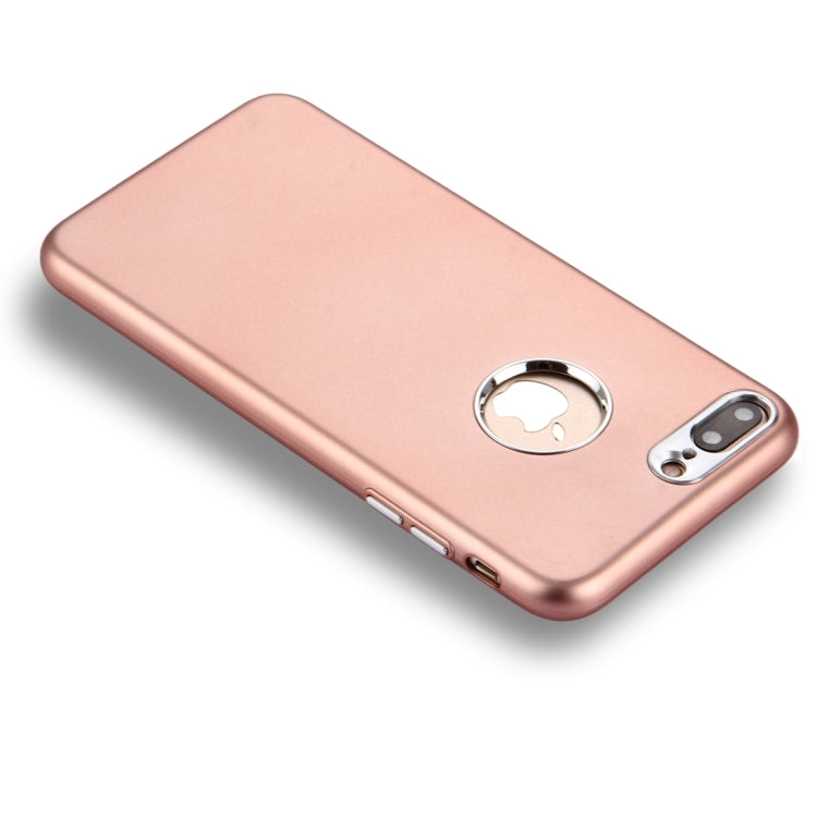 For iPhone 8 Plus & 7 Plus   Pure Colour Oil Spout Soft TPU Metal Button Protective Case Back Cover