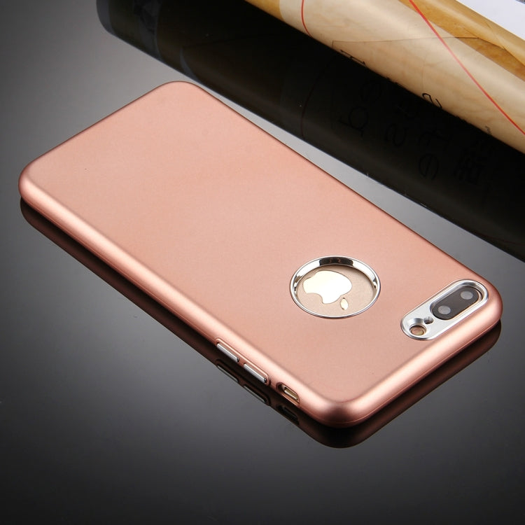 For iPhone 8 Plus & 7 Plus   Pure Colour Oil Spout Soft TPU Metal Button Protective Case Back Cover
