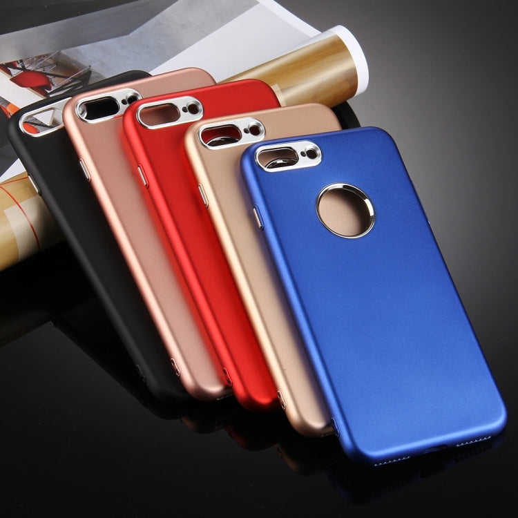 For iPhone 8 Plus & 7 Plus   Pure Colour Oil Spout Soft TPU Metal Button Protective Case Back Cover