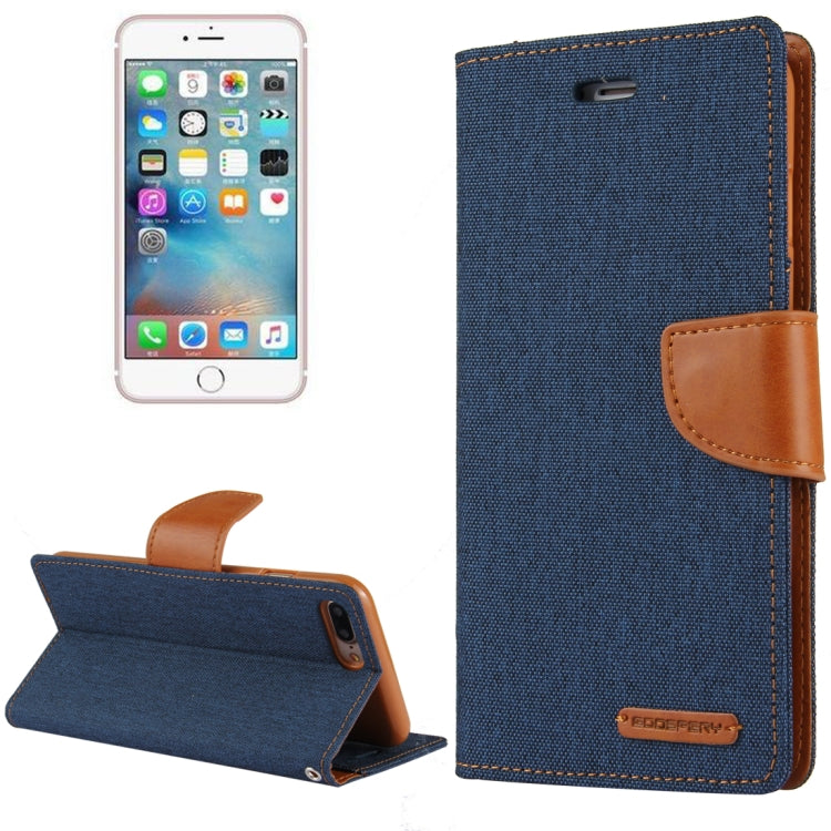 GOOSPERY CANVAS DIARY for iPhone 8 Plus & 7 Plus   Canvas Texture Horizontal Flip Leather Case with Card Slots & Wallet & Holder