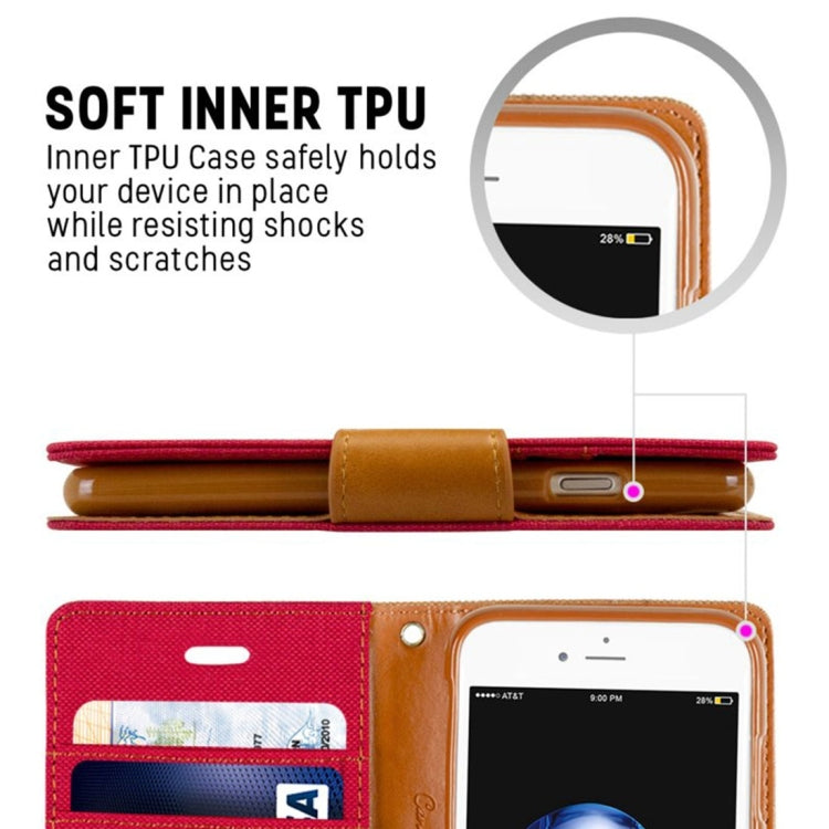 GOOSPERY CANVAS DIARY for iPhone 8 Plus & 7 Plus   Canvas Texture Horizontal Flip Leather Case with Card Slots & Wallet & Holder