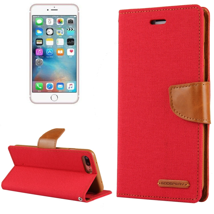 GOOSPERY CANVAS DIARY for iPhone 8 Plus & 7 Plus   Canvas Texture Horizontal Flip Leather Case with Card Slots & Wallet & Holder