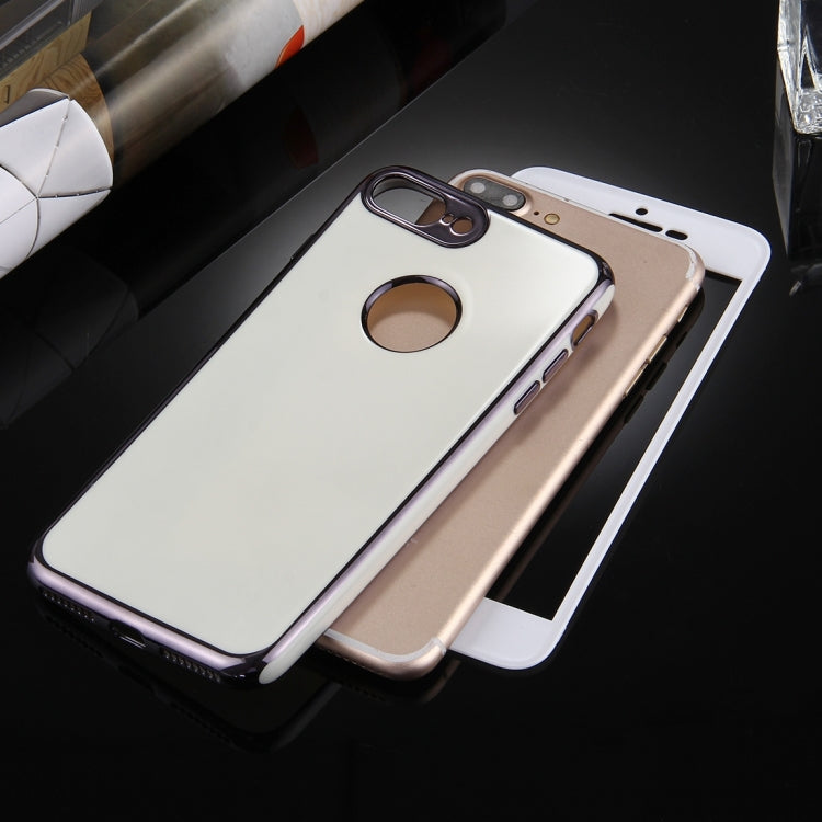 For iPhone 8 Plus & 7 Plus   360 Degree Shockproof Detachable Electroplating TPU + PC Combination Protective Case with White PC Cover