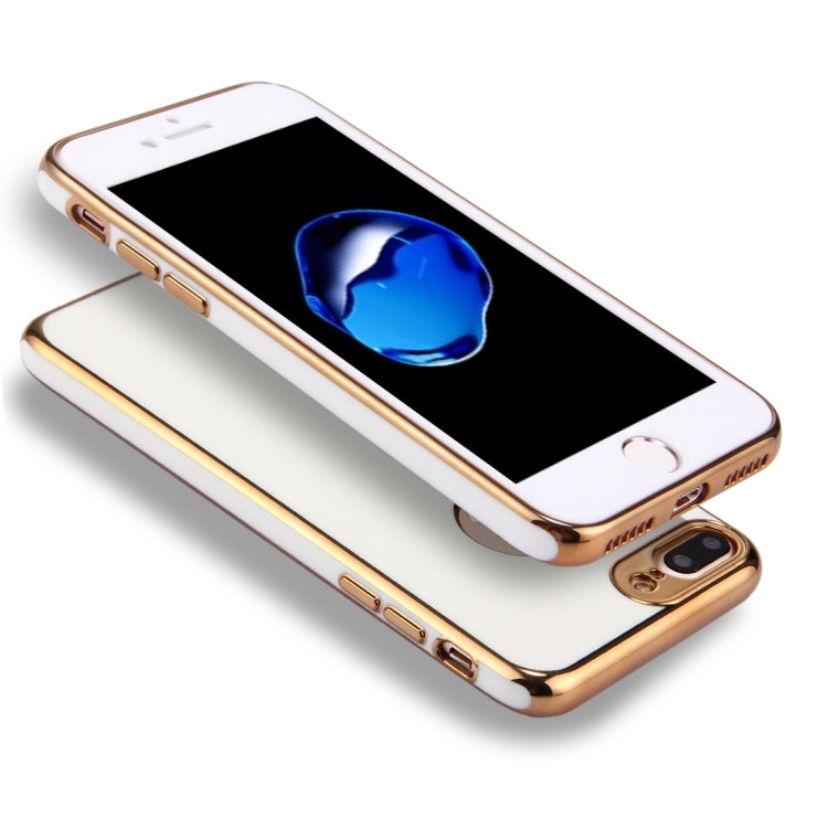 For iPhone 8 Plus & 7 Plus   360 Degree Shockproof Detachable Electroplating TPU + PC Combination Protective Case with White PC Cover