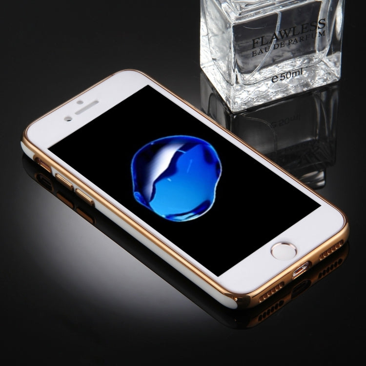 For iPhone 8 Plus & 7 Plus   360 Degree Shockproof Detachable Electroplating TPU + PC Combination Protective Case with White PC Cover