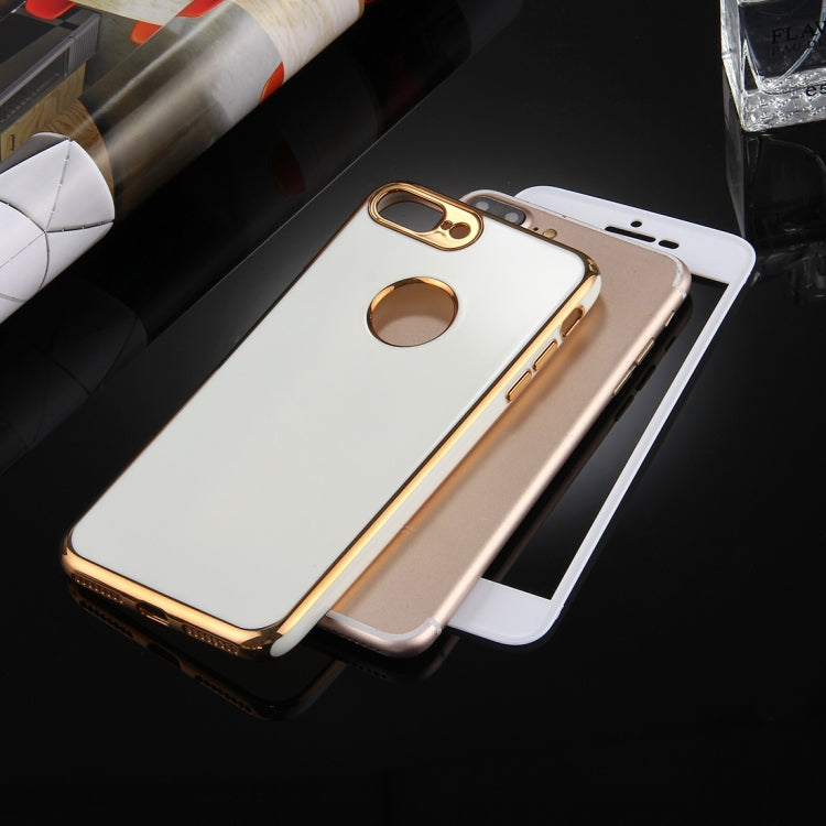 For iPhone 8 Plus & 7 Plus   360 Degree Shockproof Detachable Electroplating TPU + PC Combination Protective Case with White PC Cover