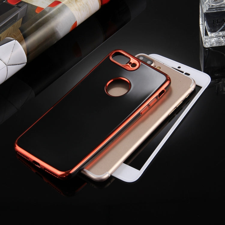 For iPhone 8 Plus & 7 Plus   360 Degree Shockproof Detachable Electroplating TPU + PC Combination Protective Case with White PC Cover