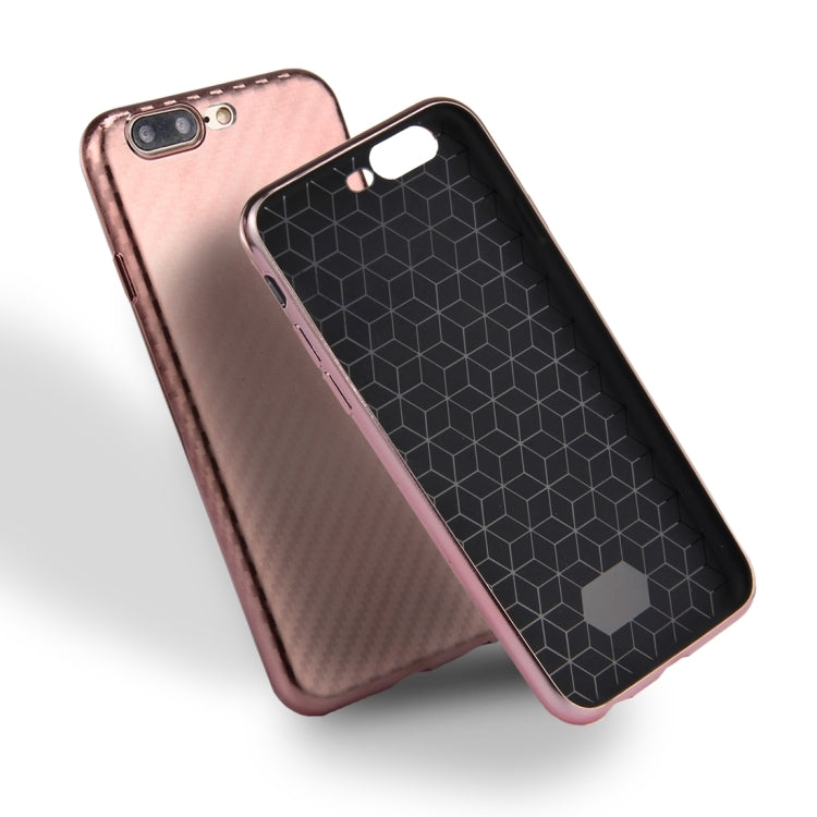 For iPhone 8 Plus & 7 Plus   Artistic Carbon Fibre Texture Soft TPU Protective Case Back Cover