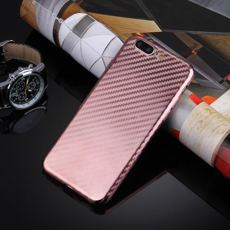 For iPhone 8 Plus & 7 Plus   Artistic Carbon Fibre Texture Soft TPU Protective Case Back Cover