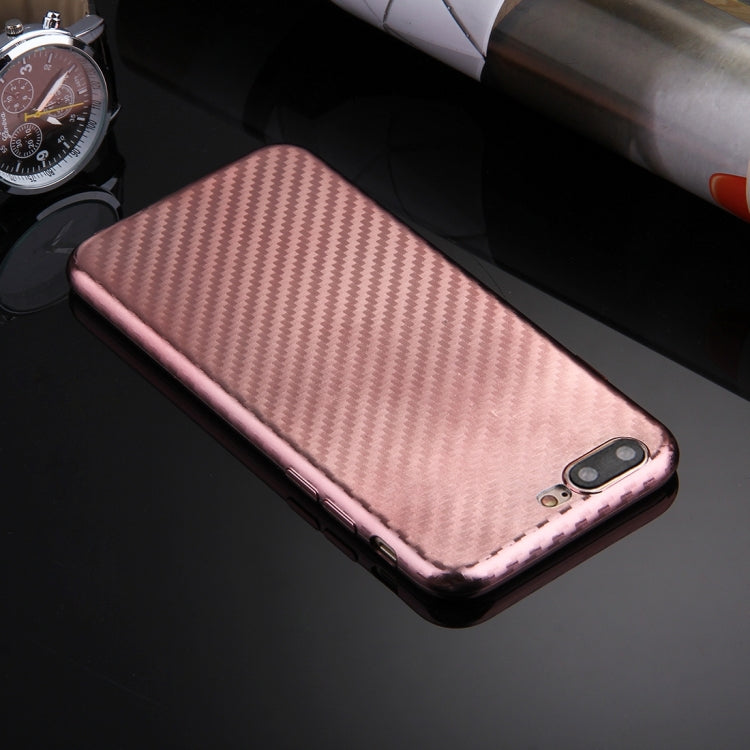 For iPhone 8 Plus & 7 Plus   Artistic Carbon Fibre Texture Soft TPU Protective Case Back Cover