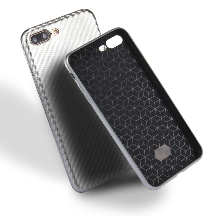 For iPhone 8 Plus & 7 Plus   Artistic Carbon Fibre Texture Soft TPU Protective Case Back Cover