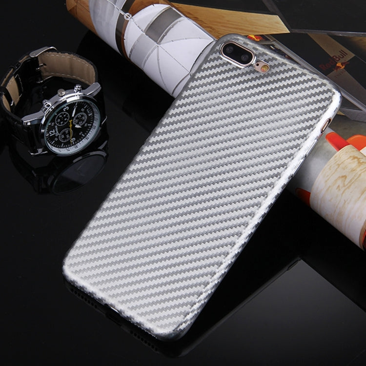 For iPhone 8 Plus & 7 Plus   Artistic Carbon Fibre Texture Soft TPU Protective Case Back Cover