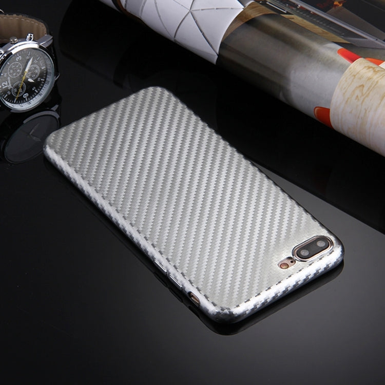 For iPhone 8 Plus & 7 Plus   Artistic Carbon Fibre Texture Soft TPU Protective Case Back Cover